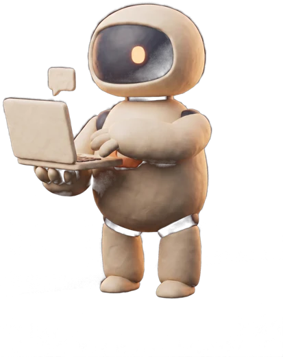 The Writer agent, typing on a laptop